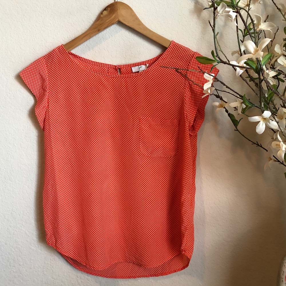 Joie orange silk top with a diamond print